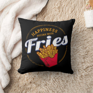 Fries Chips Snack Vintages Potato oder Französisch Kissen