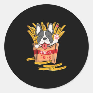 Fries - French Bulldog Fast Food French Fries Lieb Runder Aufkleber