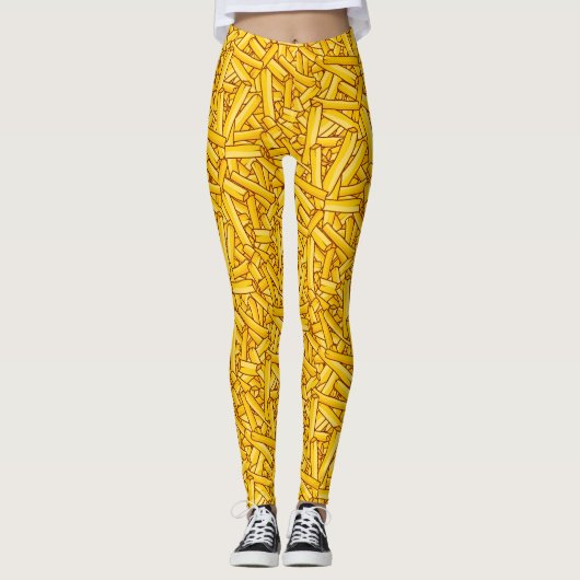 Fries Funny Cartoon Chips Muster Leggings (Vorderseite)