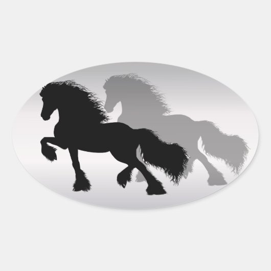 Fries Paard Ovaler Aufkleber (Vorderseite)