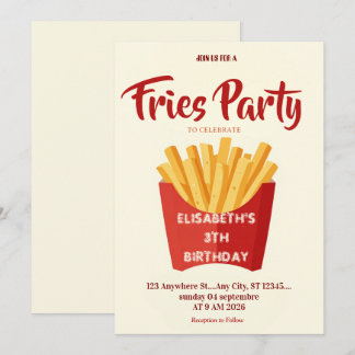 Fries Restaurant Birthday Party Invitation Einladung