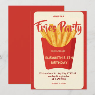Fries Restaurant Birthday Party Invitation Einladung