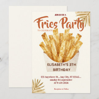Fries Restaurant Birthday Party Invitation Einladung