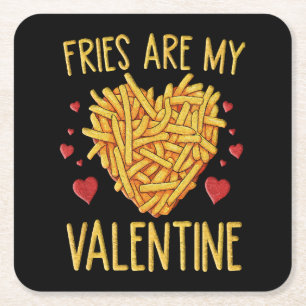 Fries sind meine Valentine Rechteckiger Pappuntersetzer
