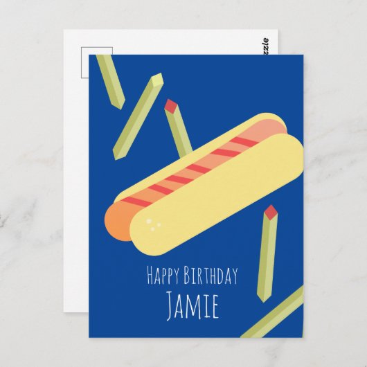 Fries und Hotdogs Geburtsname Postkarte (Vorne/Hinten)