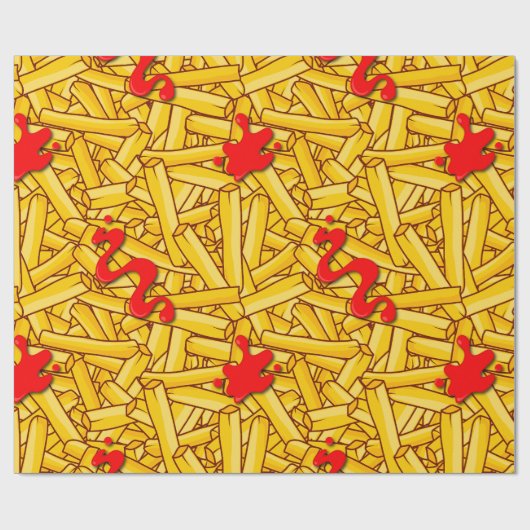 Fries und Ketchup Funny Geschenkpapier (Flach)
