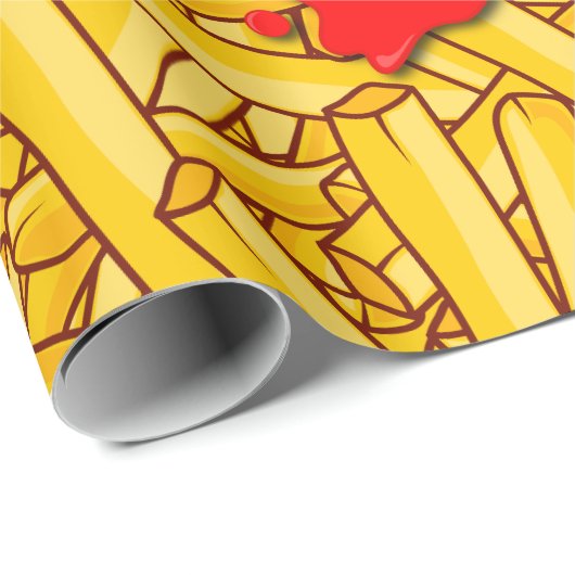 Fries und Ketchup Funny Geschenkpapier (Rolleneckpunkt)