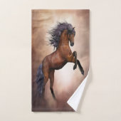 Friesenpferd mit scheußlichen Wolken Badhandtuch Set (Handtuch)