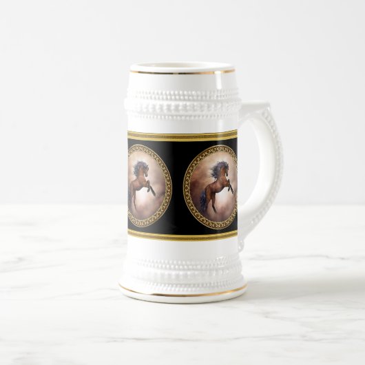 Friesenpferd mit scheußlichen Wolken Bierglas (VorderseiteRechts)