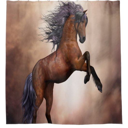 Friesenpferd mit scheußlichen Wolken Duschvorhang (Vorderseite)