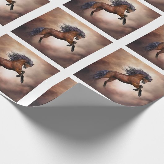 Friesenpferd mit scheußlichen Wolken Geschenkpapier (Ecke)
