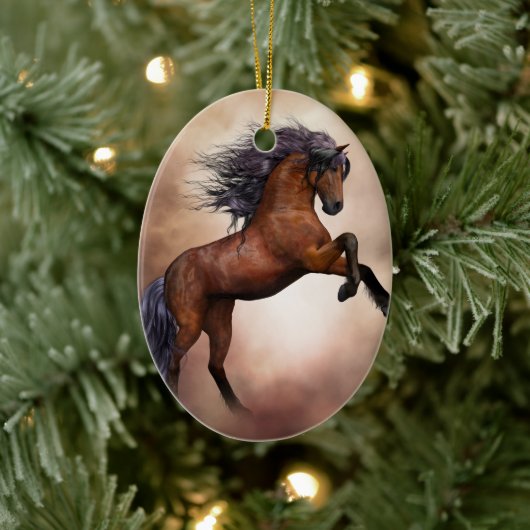 Friesenpferd mit scheußlichen Wolken Keramikornament (Baum)