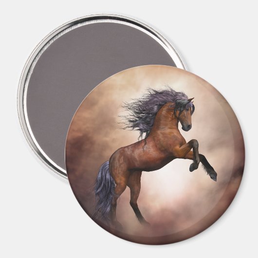 Friesenpferd mit scheußlichen Wolken Magnet (Vorderseite/Rückseite)