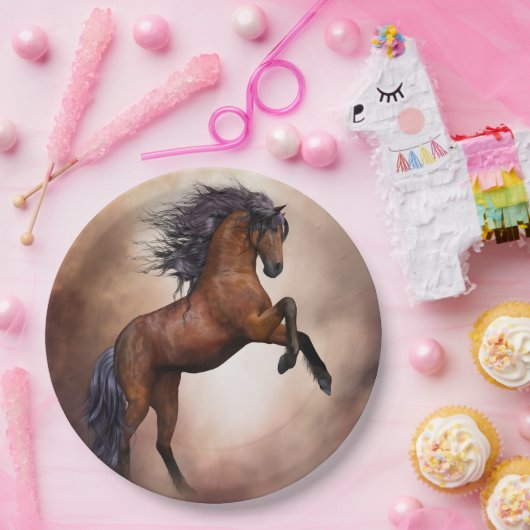 Friesenpferd mit scheußlichen Wolken Pappteller (Party)