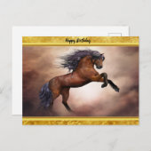 Friesenpferd mit scheußlichen Wolken Postkarte (Vorne/Hinten)