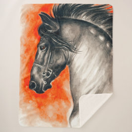 Friesian Beauty Black Horse Watercolor Art Sherpadecke