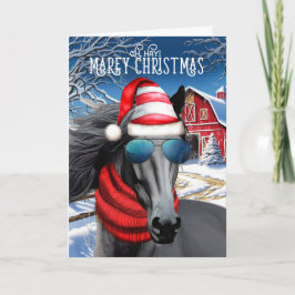 Friesian Black Horse Funny MAREy Christmas Feiertagskarte