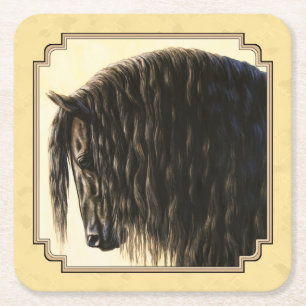 Friesian Draft Horellow Rechteckiger Pappuntersetzer