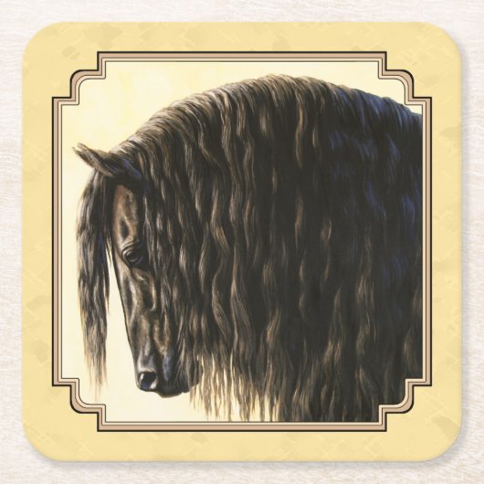 Friesian Draft Horellow Rechteckiger Pappuntersetzer (Vorderseite)