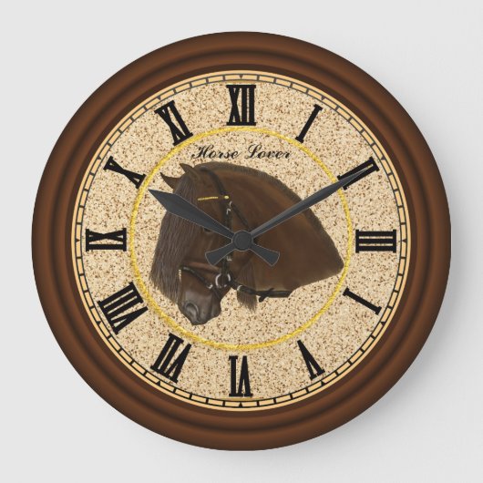 Friesian Draft Horse mit schwarzen Zahlen Große Wanduhr (Vorderseite)