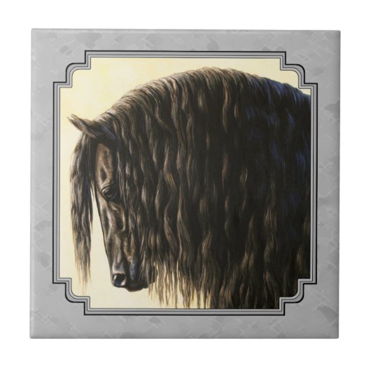 Friesian Draft Horse Silver Gray Fliese (Vorderseite)