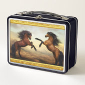 Friesian Draft Horses in the rocky mountain tal Metall Lunch Box (Vorderseite)