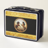 Friesian Draft Horses mit Goldfolie-Design Metall Lunch Box (Rückseite)