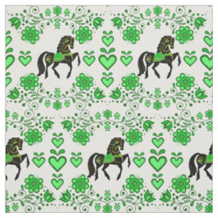 Friesian/Frisian Folk Pferd green/black, herzen, 4 Stoff