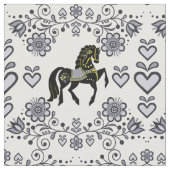 Friesian/Frisian Folk silber/gold/schwarz,herzen,  Stoff (Nahaufnahme)