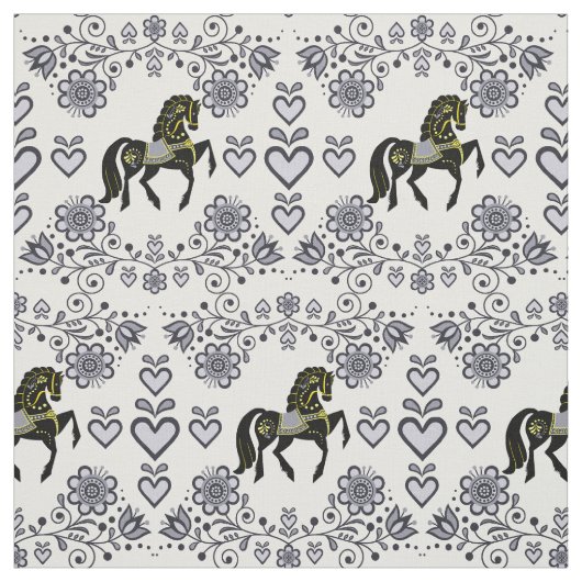 Friesian/Frisian Folk silber/gold/schwarz,herzen,  Stoff (Muster)