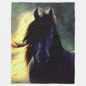 Friesian Glow, friesisches Pferd, schwarzer Hengst Fleecedecke (Vorderseite)