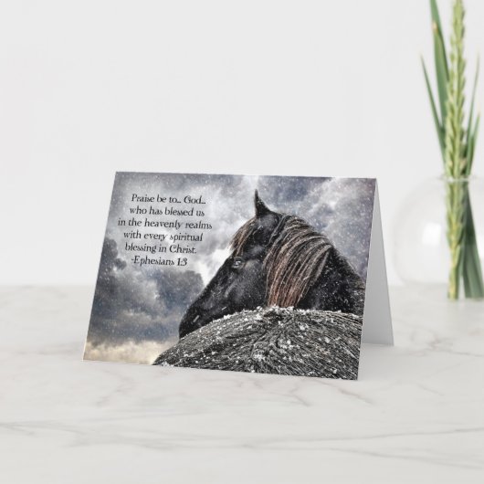 Friesian HorChristmas Card Feiertagskarte (Vorderseite)