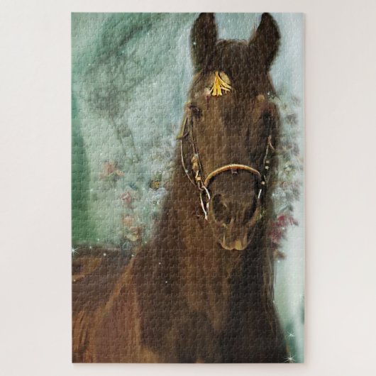 Friesian Horse Black Horse - Puzzle (Vertikal)