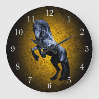 Friesian Horse, Black Stallion Beauty Gold Granite