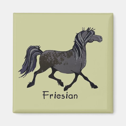 Friesian Horse Cartoon Magnet (Vorne)