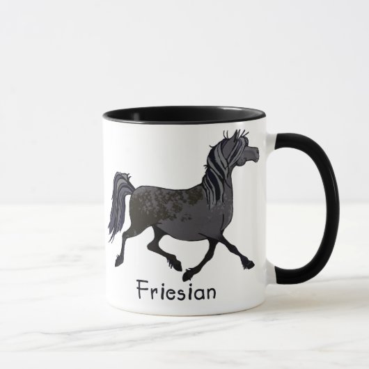 Friesian Horse Cartoon Tasse (Rechts)