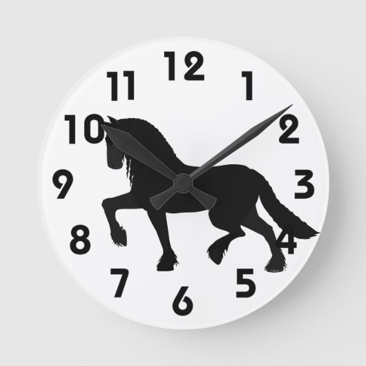 Friesian Horse Clock Runde Wanduhr (Vorderseite)