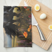 Friesian Horse Galloping Wildblumen Geschirrtuch (Viertel Falte)