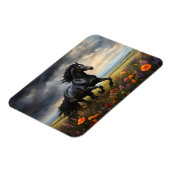 Friesian Horse Galloping Wildblumen Magnet (Linke Seite)