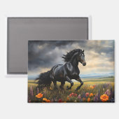 Friesian Horse Galloping Wildblumen Magnet (Vorderseite/Rückseite)