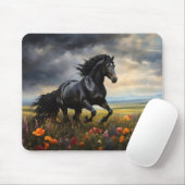 Friesian Horse Galloping Wildblumen Mousepad (Mit Mouse)