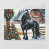 Friesian Horse Merry Christmas  Postkarte (Vorderseite)