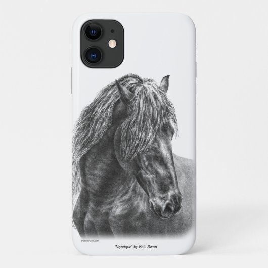 Friesian Horse Portrait Wavy Mane Case-Mate iPhone Hülle (Rückseite)