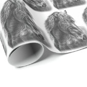 Friesian Horse Portrait Wavy Mane Geschenkpapier (Rolleneckpunkt)