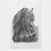 Friesian Horse Portrait Wavy Mane Geschirrtuch (Vertikal)
