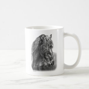 Friesian Horse Portrait Wavy Mane Kaffeetasse