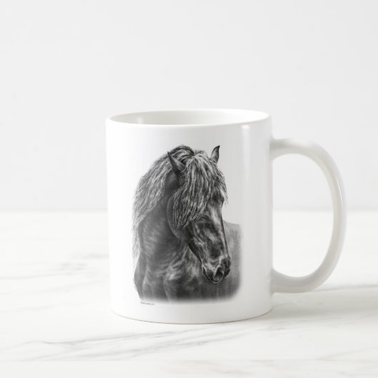 Friesian Horse Portrait Wavy Mane Kaffeetasse (Rechts)
