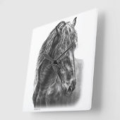 Friesian Horse Portrait Wavy Mane Quadratische Wanduhr (Winkel)