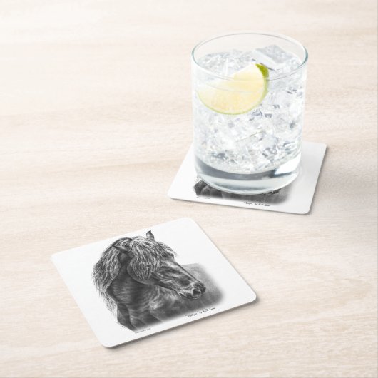 Friesian Horse Portrait Wavy Mane Rechteckiger Pappuntersetzer (Vor Ort)