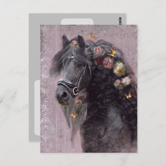 Friesian Horse - Postcard Postkarte (Vorne/Hinten)